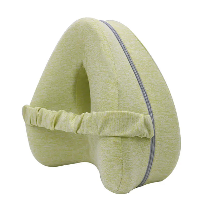 Heart-shaped memory foam leg pillow in blue colour showing 25x23x13cm dimensions