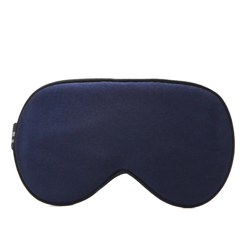 Double-sided mulberry silk eye mask in champagne colour with embroidered print.