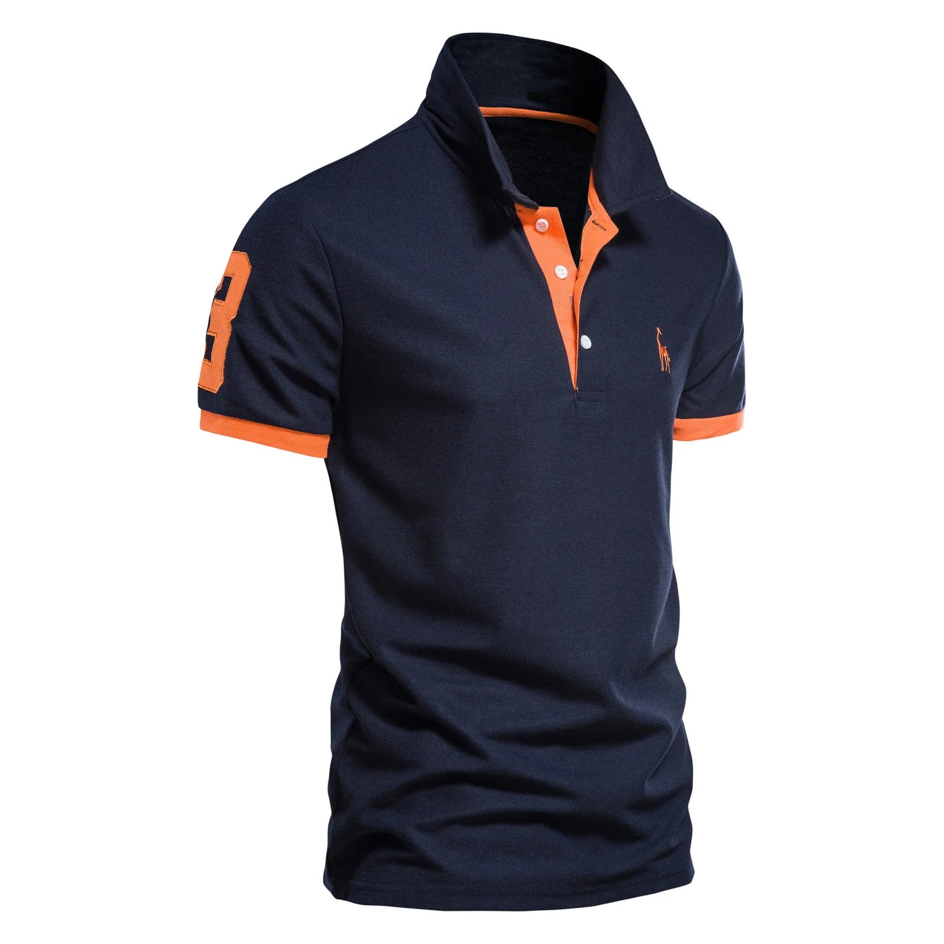 Men's slim fit short sleeve t-shirt with embroidered deer design on chest in multiple colour options