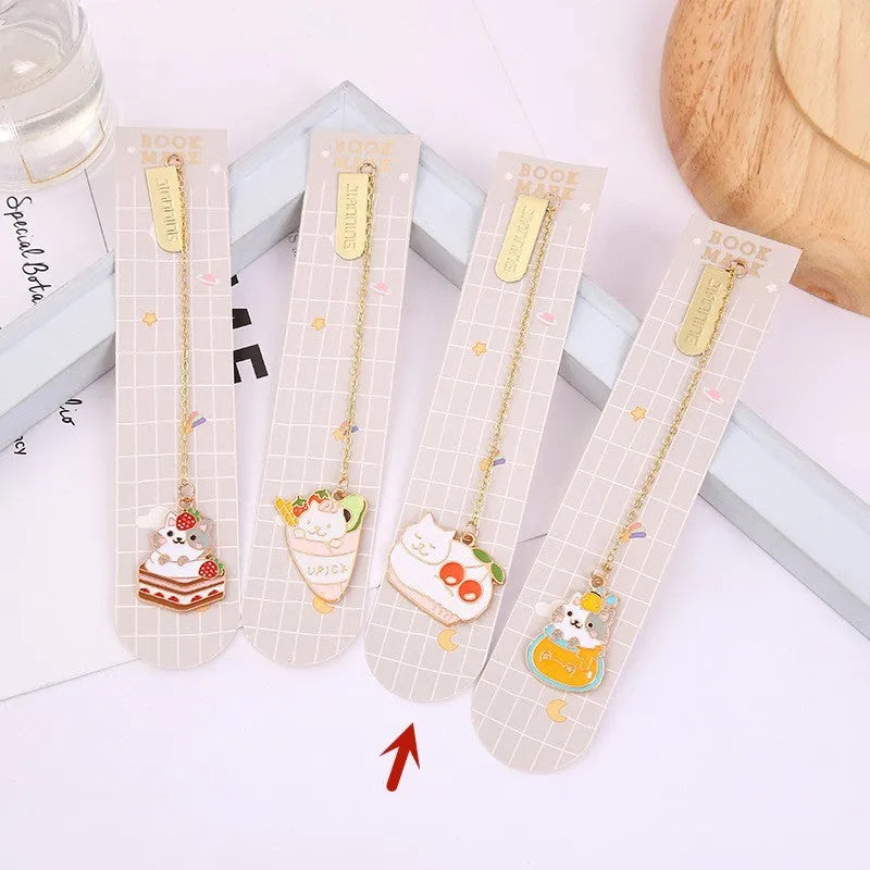 Jane Key Foodie Cat metal bookmark with cartoon designs, 3.8cm by 18.3cm