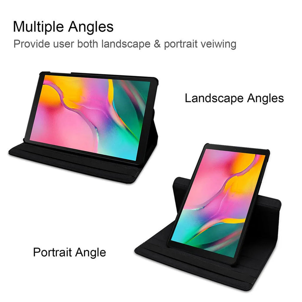 iPad Pro rotating protective sleeve in imitation leather showing clamshell design with twelve colour options