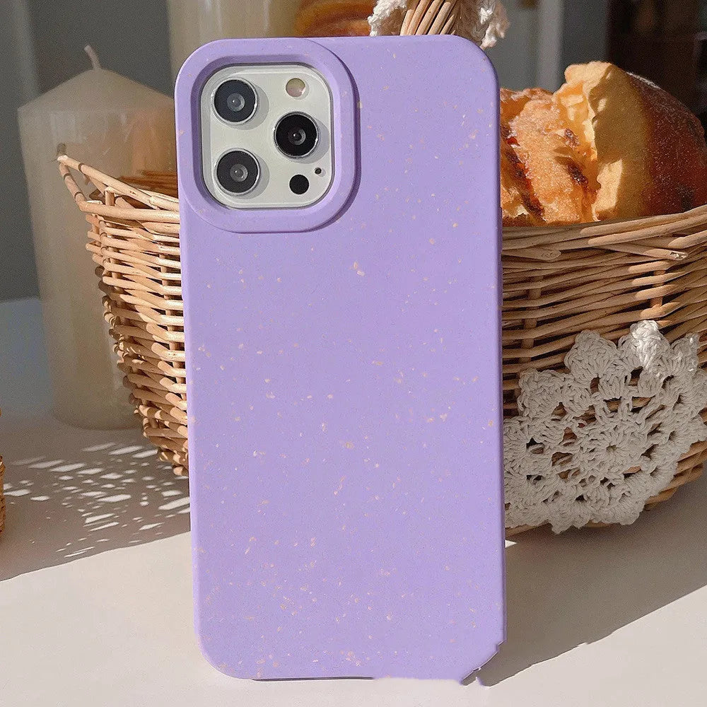 Fully degradable wheat straw composite phone case for Apple iPhone 14 Pro Max in multiple colours.