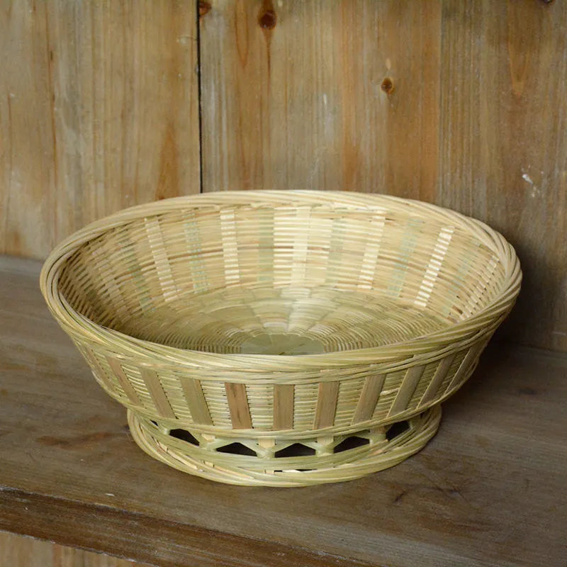 Handmade natural bamboo storage basket in three sizes for household organisation