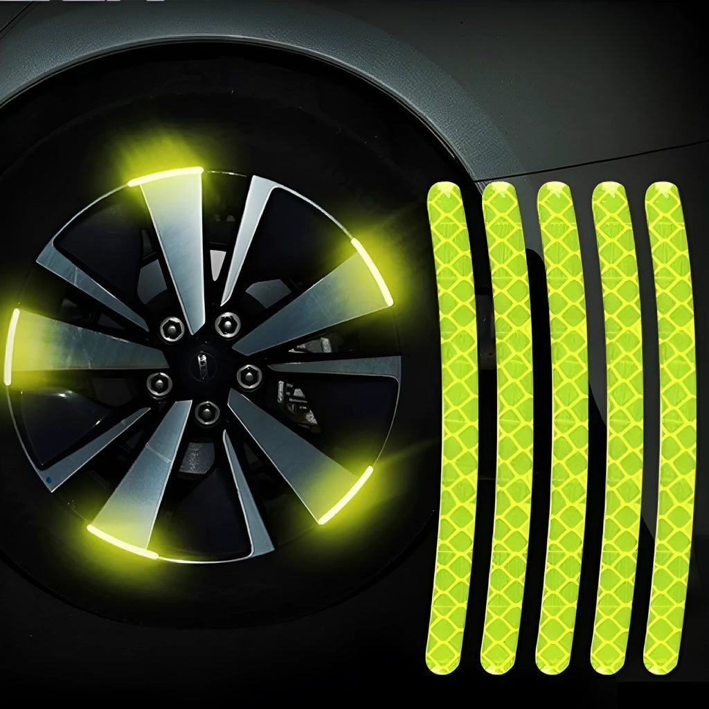 20-piece arc-shaped PVC reflective stickers for car wheel hubs in multiple colour options