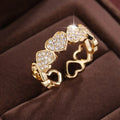 Adjustable opening couples ring with geometric heart design in gold colour