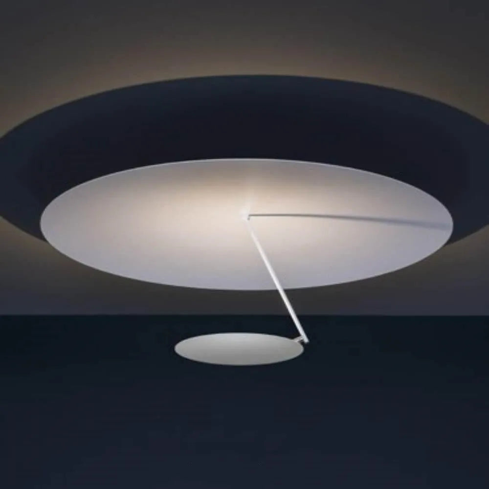 Iron ceiling lamp with warm LED lighting in white or white gold finish, 50cm diameter