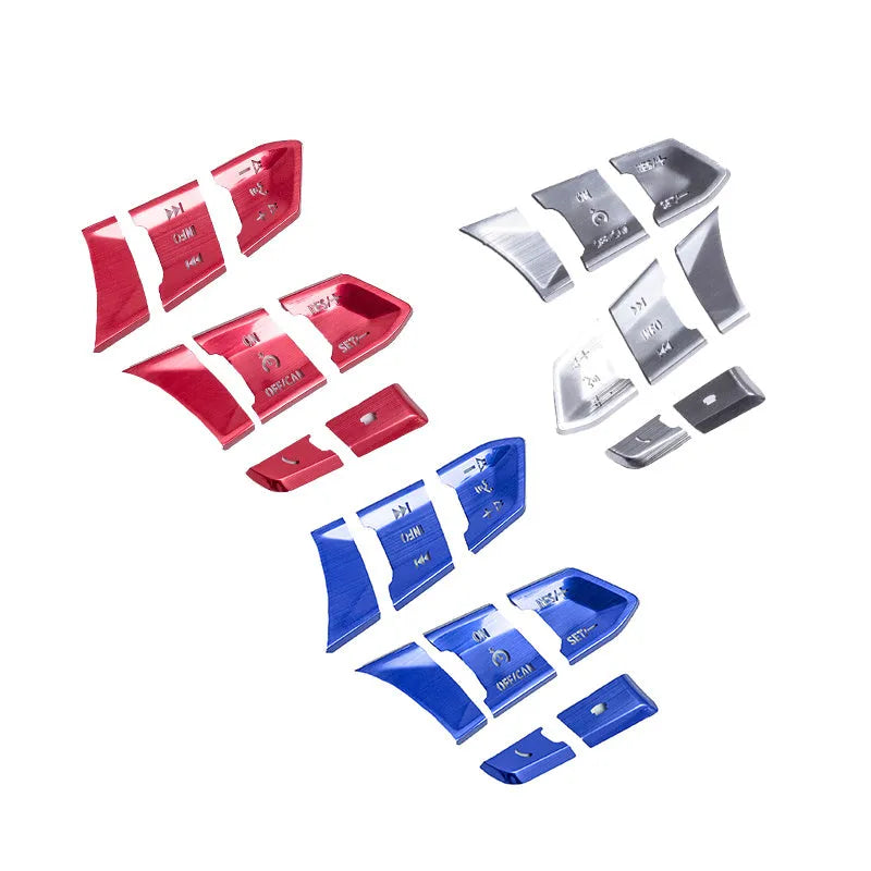 Aluminium alloy car interior decorative stickers pack with steering wheel buttons and trim options