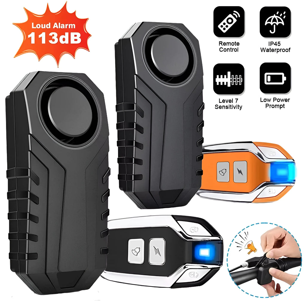 Elecpow bike alarm remote control in black with waterproof IP55 case and vibration sensor mounted on a bicycle frame