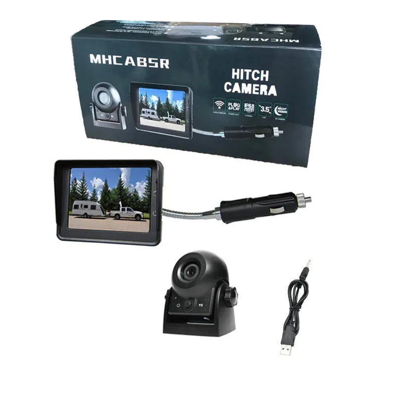 Black wireless reversing camera with 4.3-inch display and infrared night vision for car rear view