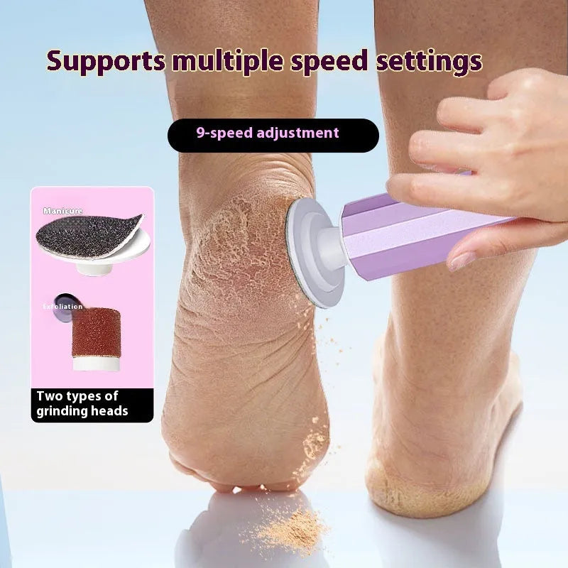 Household callus trimmer and nail manicure equipment kit in box with USB cable and grinding wheels.