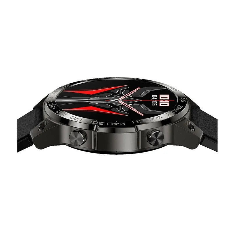 Bluetooth sports watch with AMOLED screen showing health metrics on silicone strap