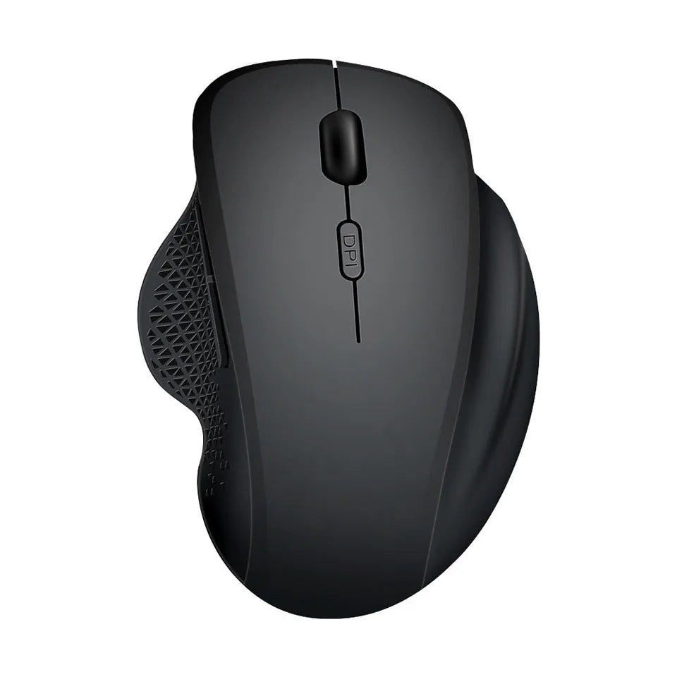 Black and grey USB-C rechargeable wireless mouse for laptops with compact design
