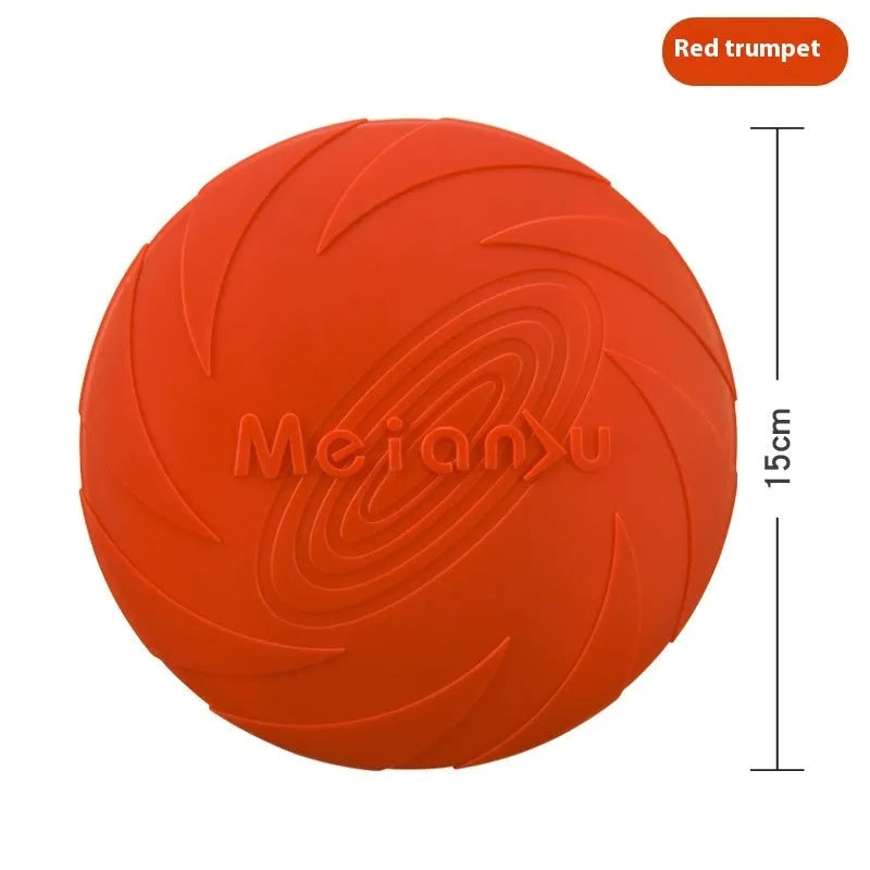 Soft rubber dog flying disc toy in red, blue or green colour for outdoor walking and travel