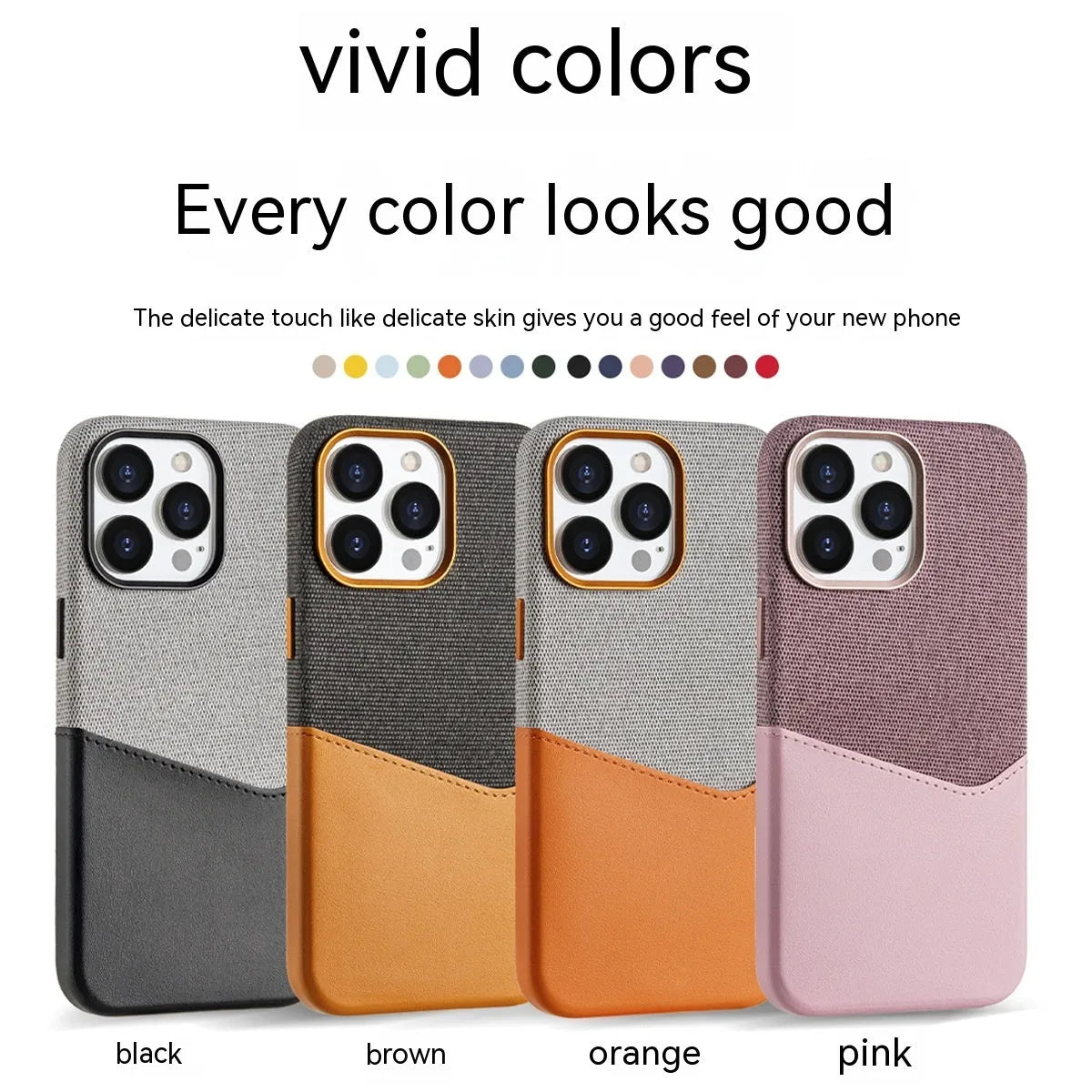 Leather magnetic card phone case for iPhone in black with colour-matching design and card slot visible