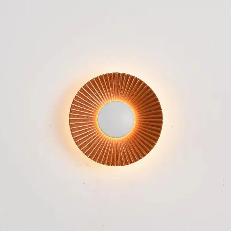 Round aluminium wall lamp with LED lighting in white and gold colour combination for bedroom or living room