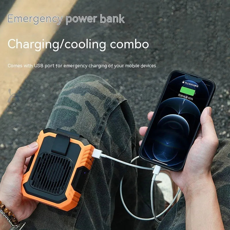 Wrist hanging fan with LED light and USB charging port in multiple colour options