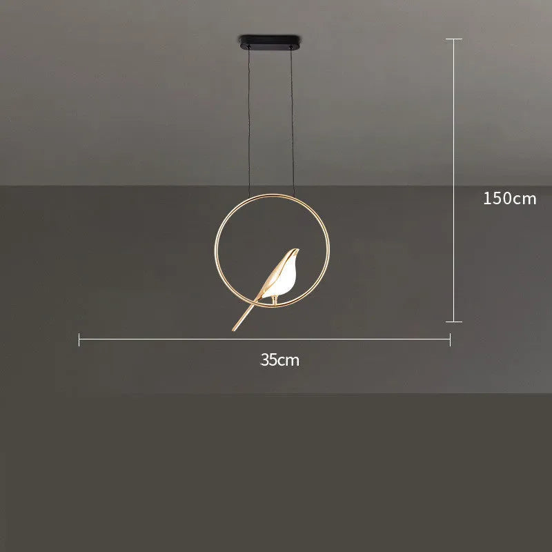 Modern minimalist magpie bird chandelier light fixture with zinc alloy and acrylic construction