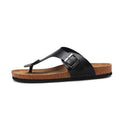 Cork leisure flip flop summer beach shoes with open toe and hollow design in white and black, sizes 35-46