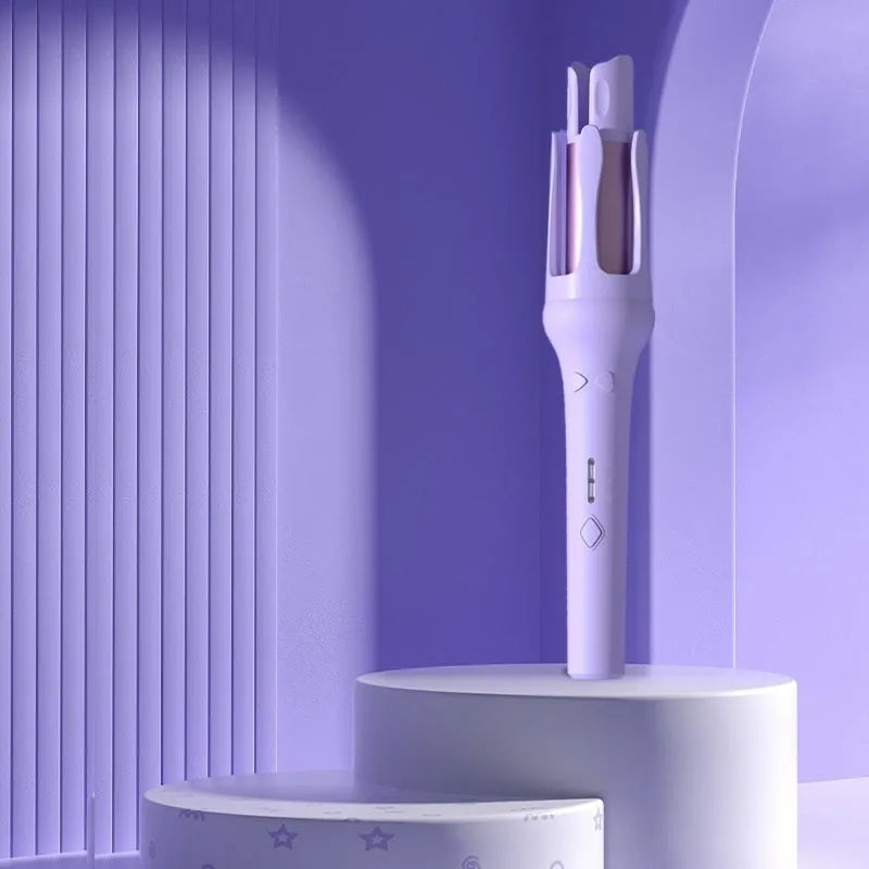 White automatic hair curler with 32mm barrel and AC power plug
