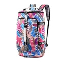 Waterproof nylon gym backpack showing three carrying options and separate shoe compartment