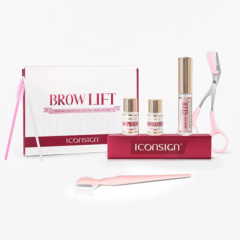 Pink eyebrow keratin perm kit with complete eyebrow scalding suit tools