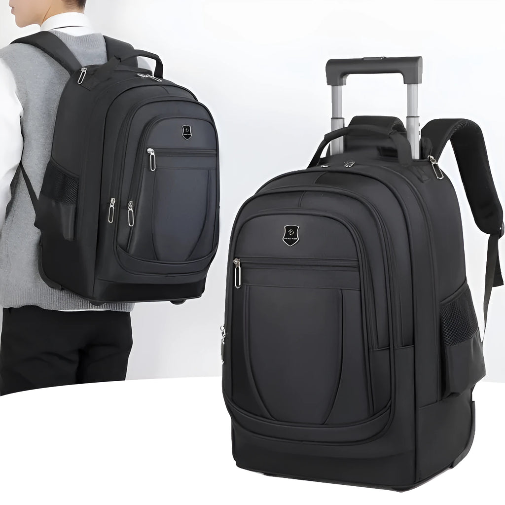 Large capacity drawbar Oxford cloth backpack in gray with air pillow belt system for travel
