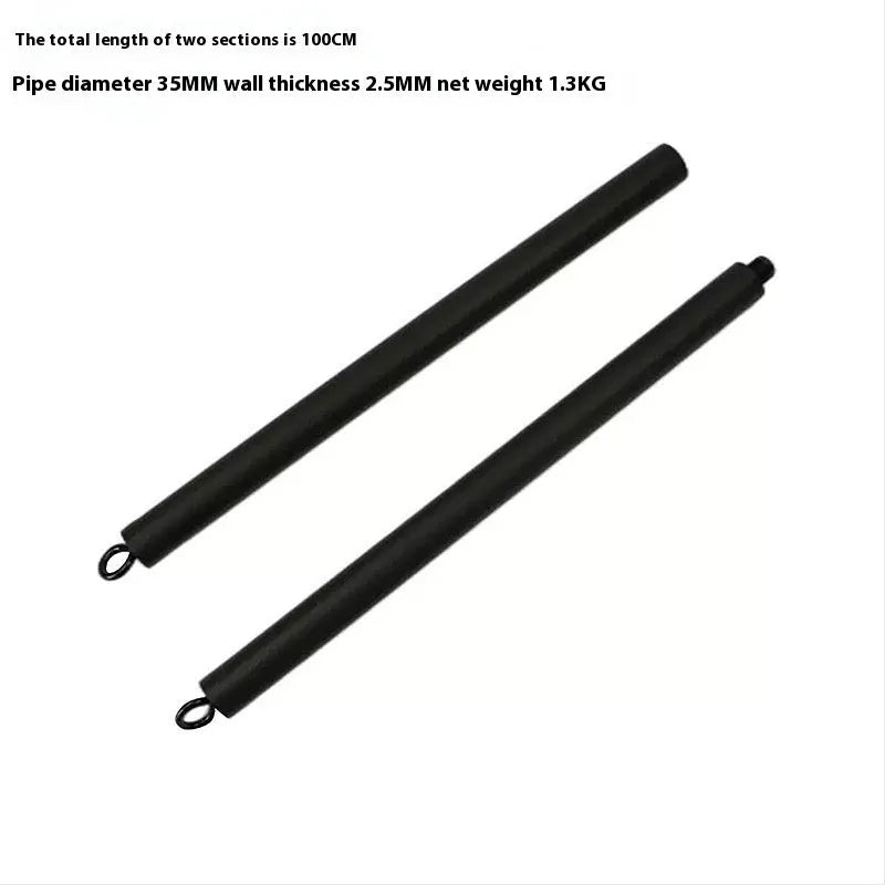 Fitness push and pull rod stick with two segments and a rope for resistance training.