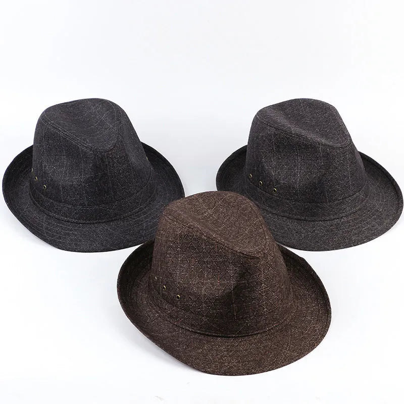 A thickened suit material fedora hat for men shown in Bervis black, with a 60mm brim.