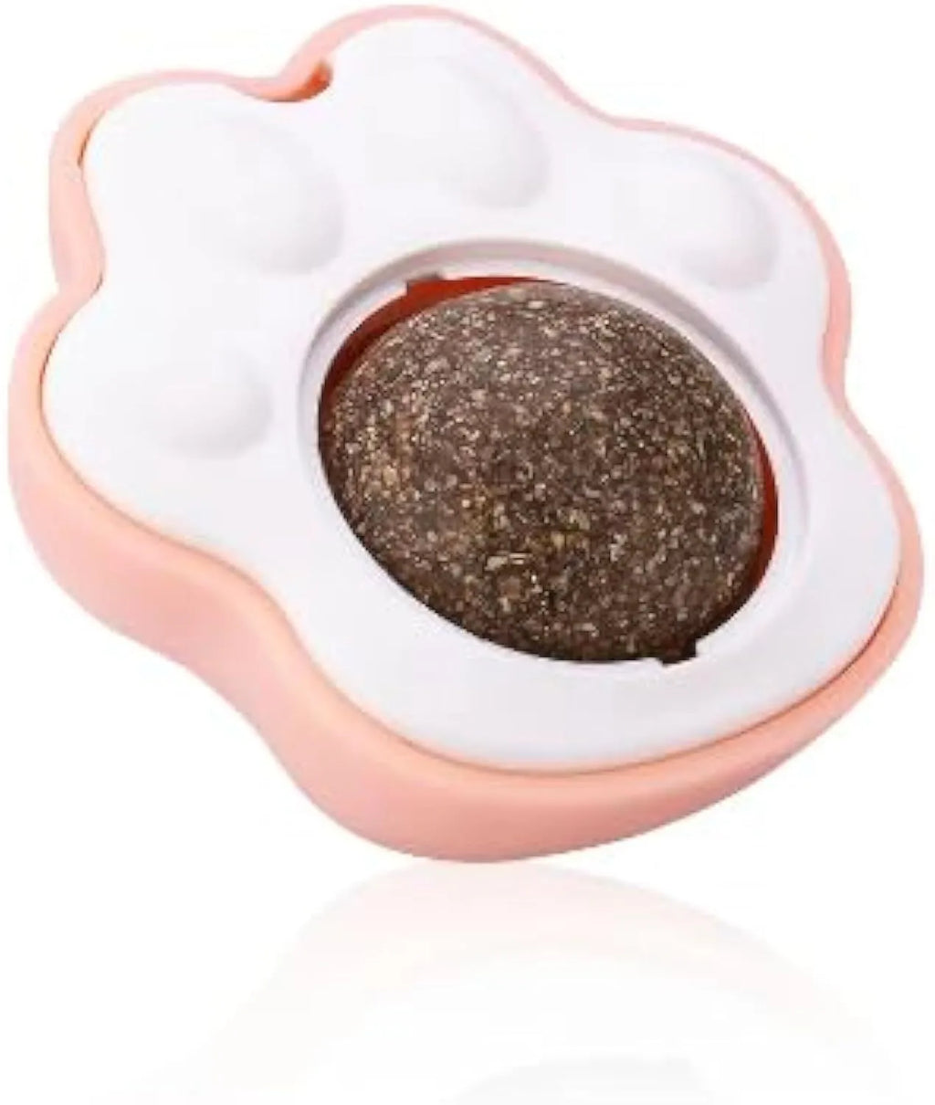 Four colourful catnip balls with textured surfaces for dental cleaning and feline play