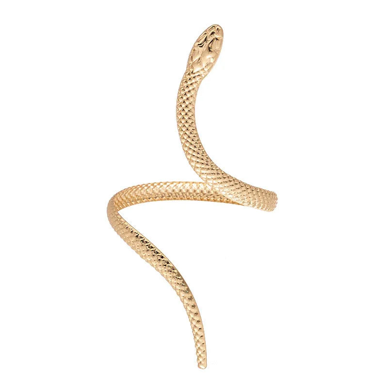 Gold electroplated snake design ring and bracelet set with exaggerated twisted winding pattern