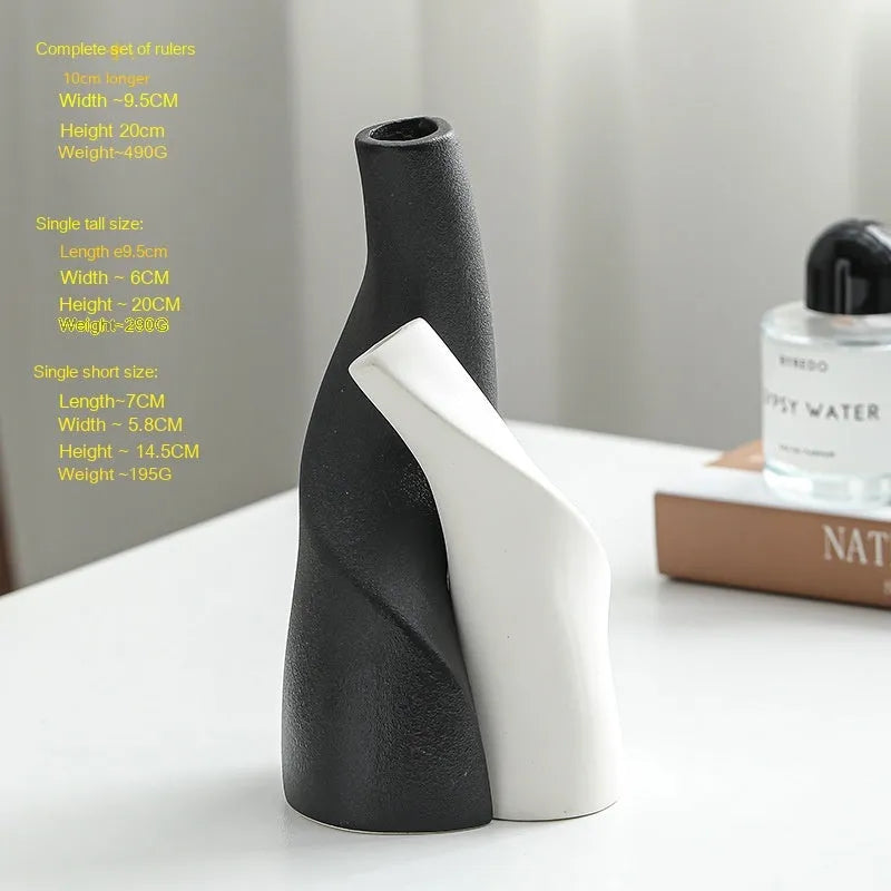 Nordic ceramic shaped double vase in Cream Colour for home decoration ornament