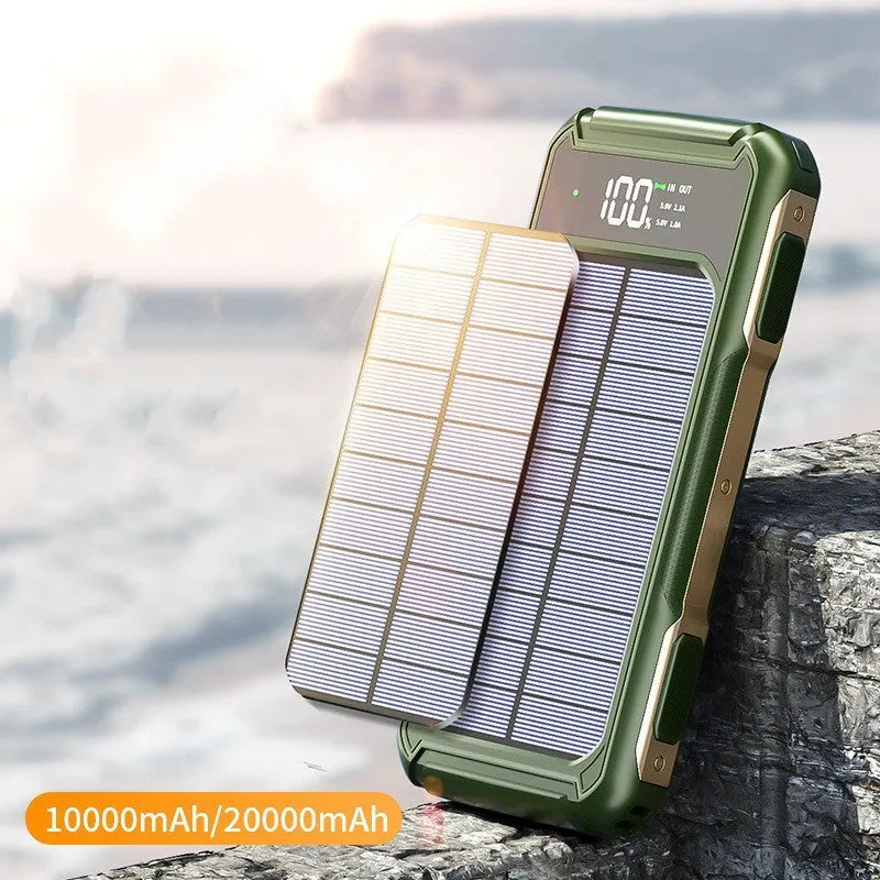 Military grade mobile power bank in black, green or orange colour showing 2.1A charging ports