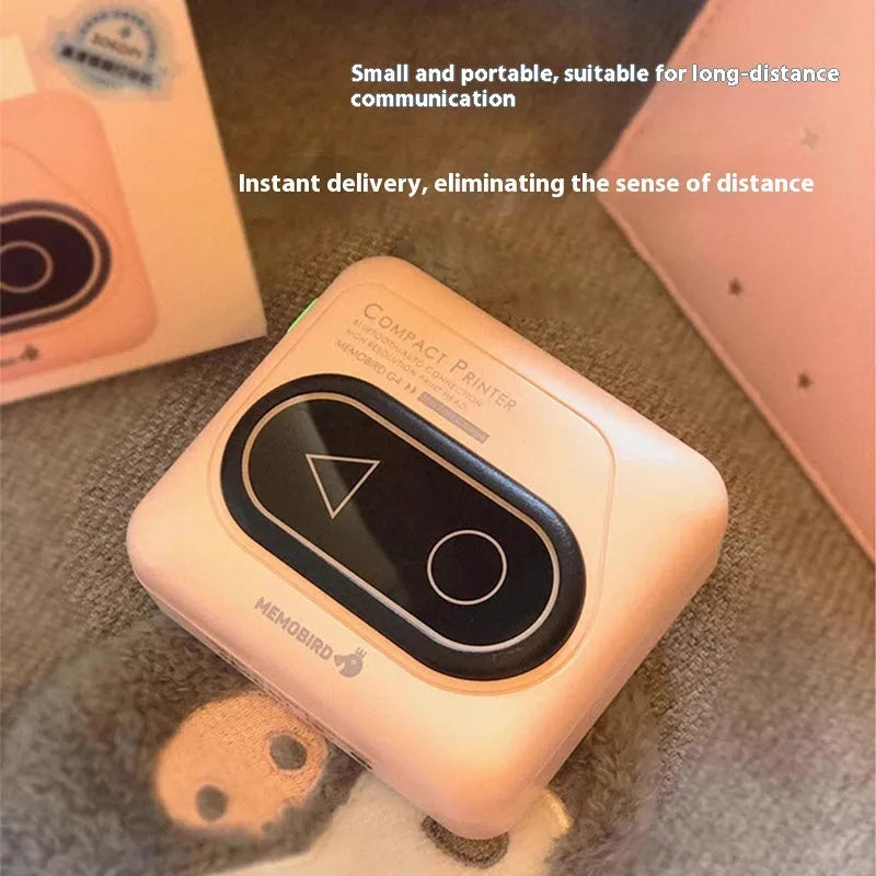 Avocado green Bluetooth mini thermal printer with mobile phone showing printed photo