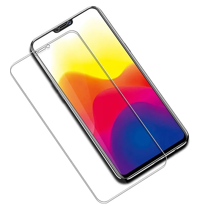 Tempered glass screen protector for Samsung Galaxy smartphones showing full-screen coverage and anti-fingerprint surface