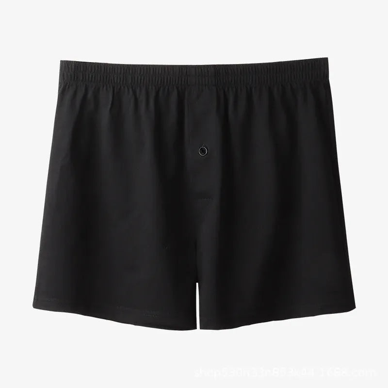 Men's high waist cotton boxer shorts in solid colours with loose fit design