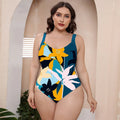 Conservative one-piece floral print swimsuit with spaghetti straps and vest design for swimming