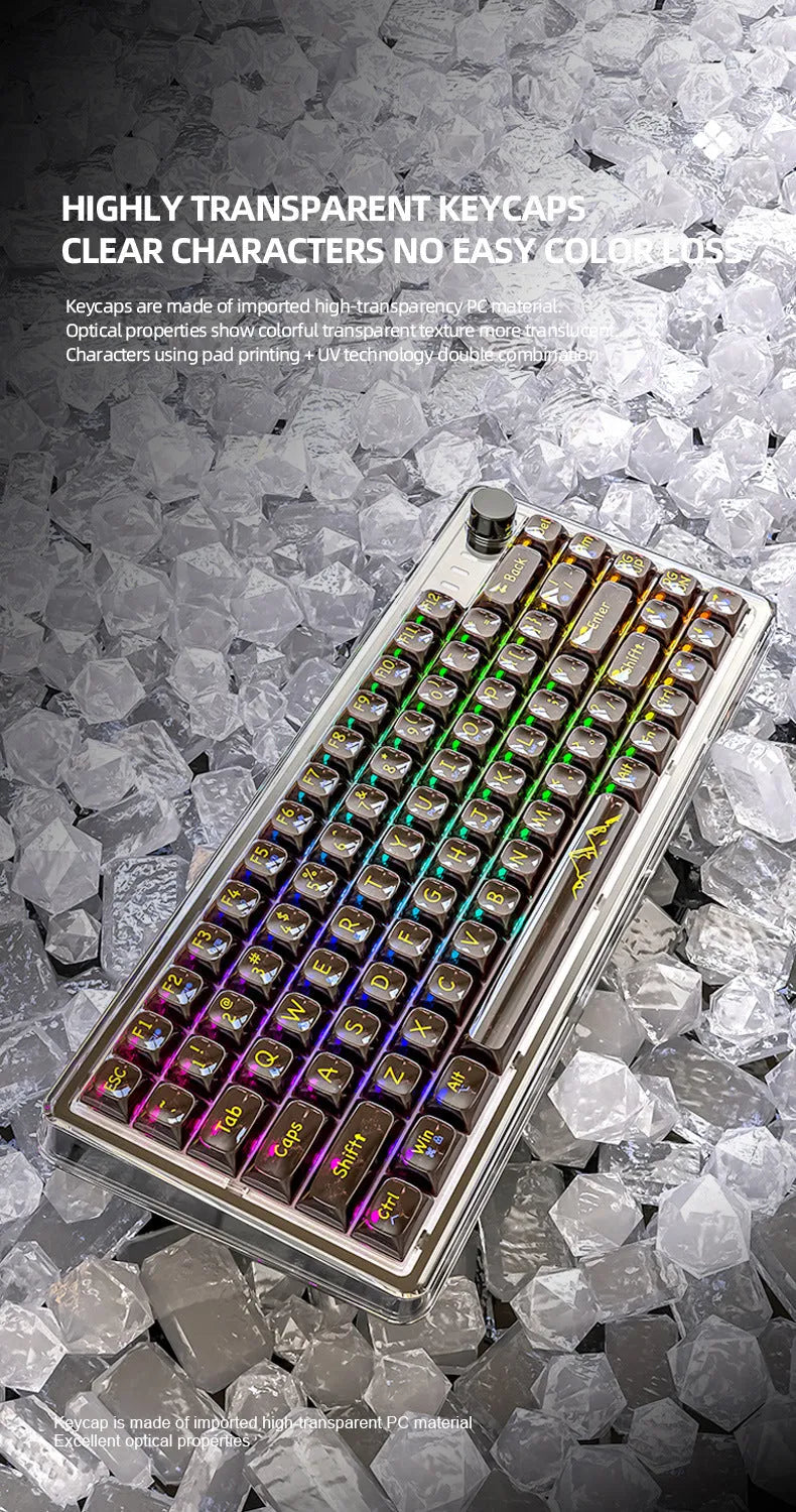 Attack Shark K75RGB transparent wireless mechanical keyboard with RGB lighting