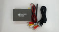 Black Car Mirror Link Box Wi-Fi converter with power cable, AV cable, antenna, and user manual.