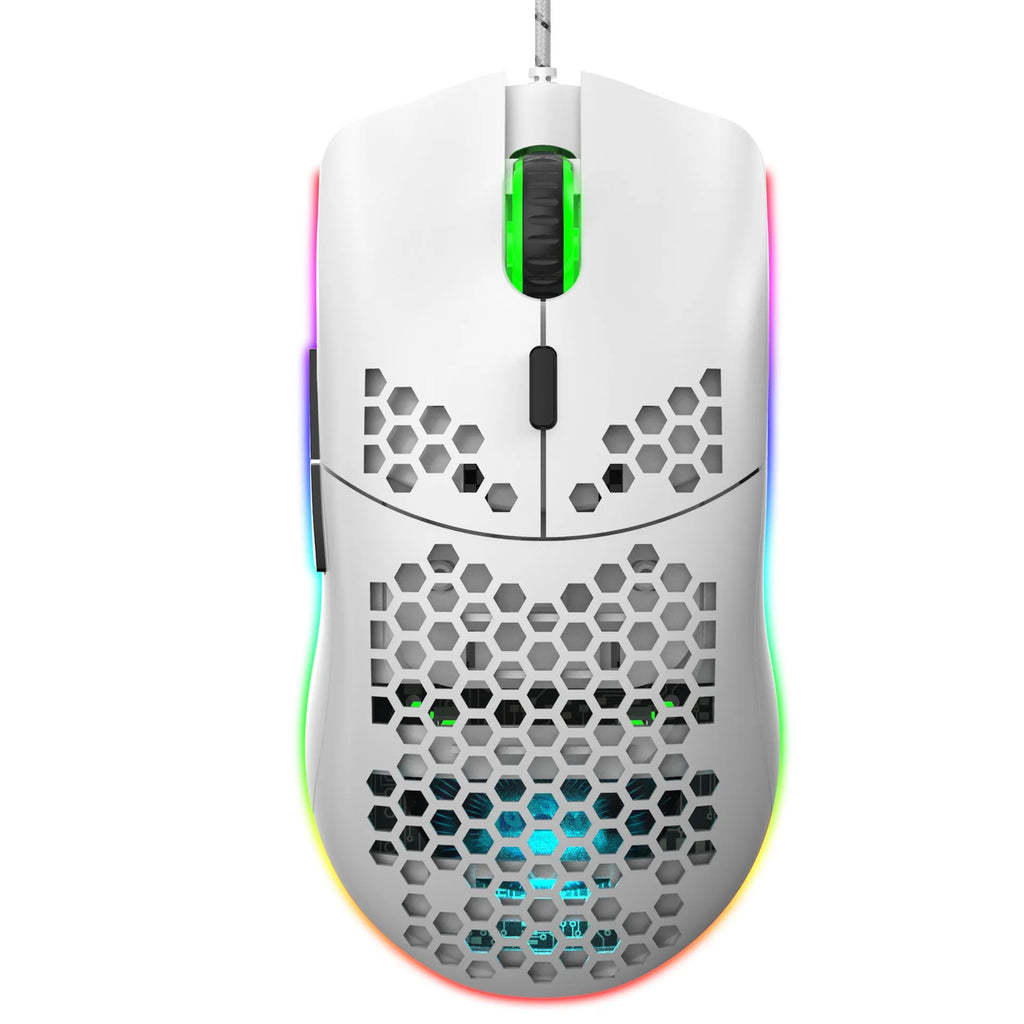 J900 honeycomb shell wired gaming mouse with RGB lighting in black colour