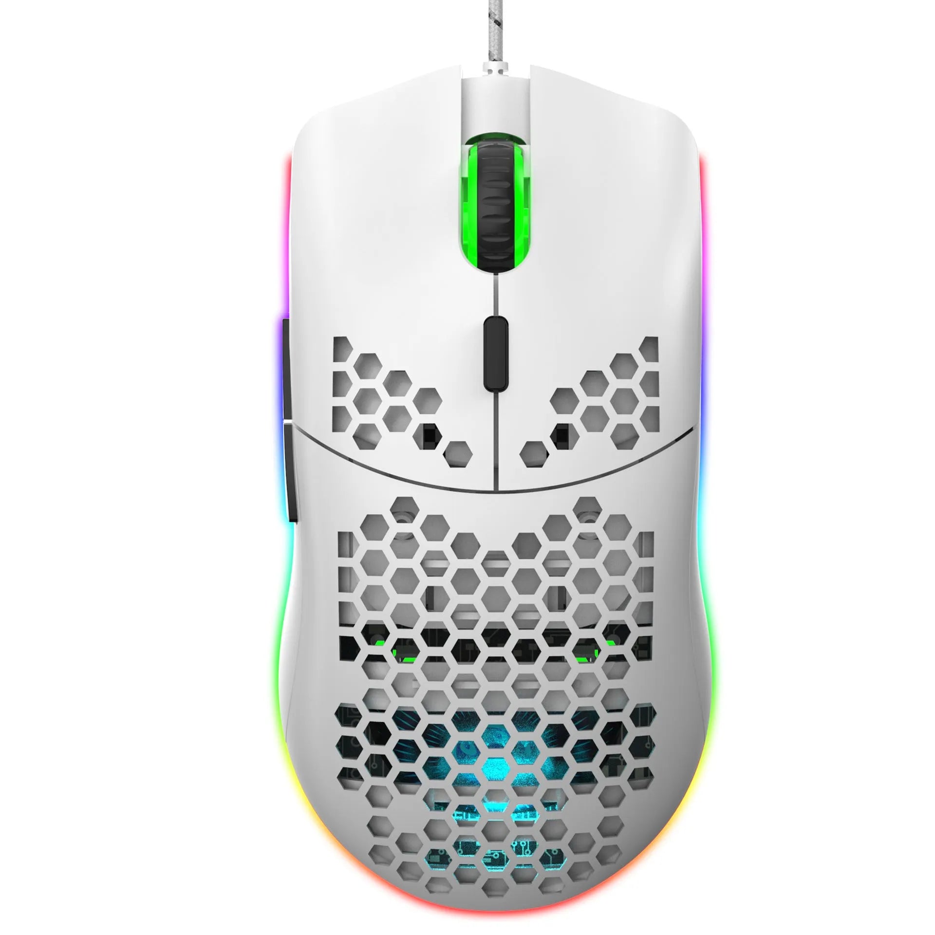 J900 honeycomb shell wired gaming mouse with RGB lighting in black colour
