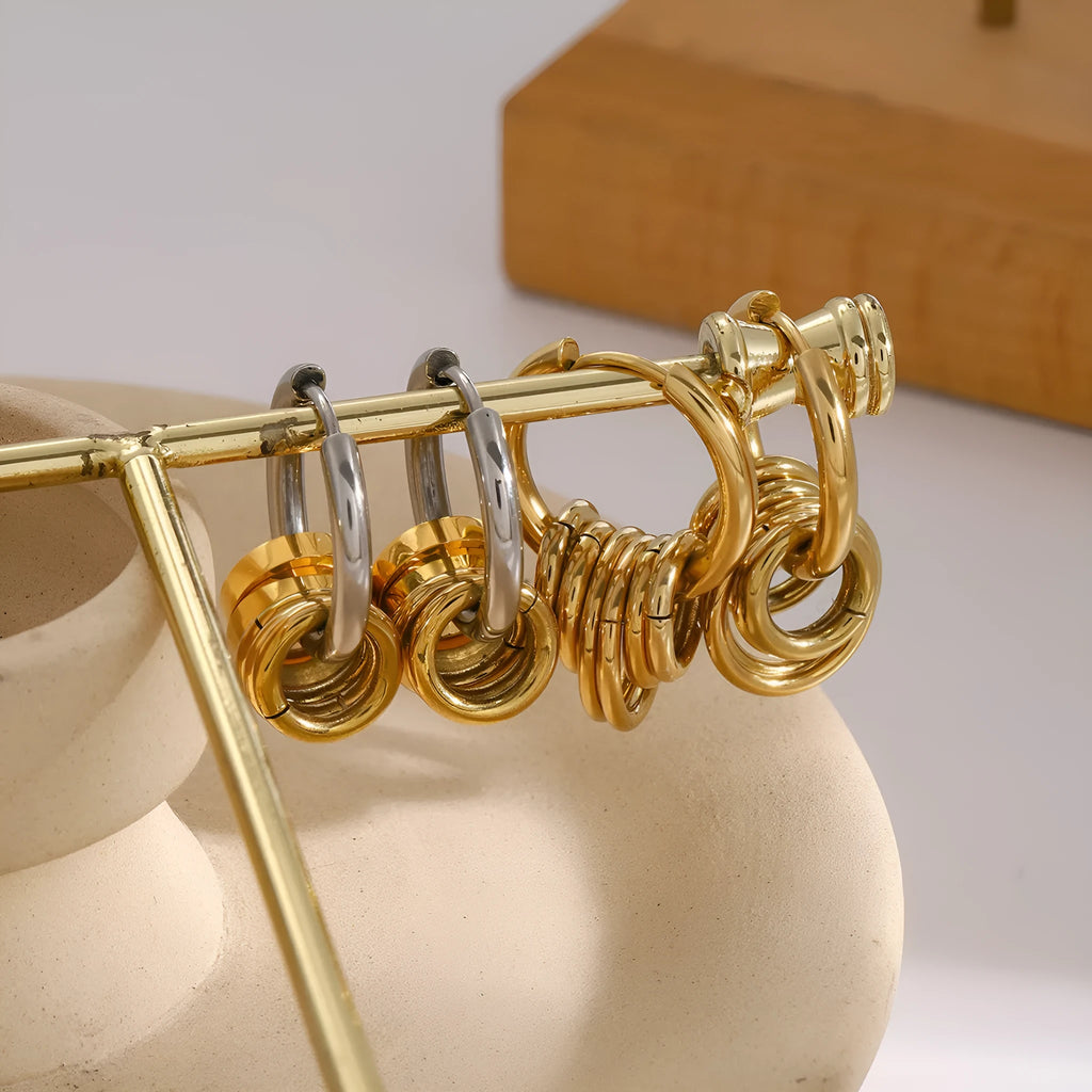 Stainless steel electroplated earrings with colour matching in ins style design for unisex wear