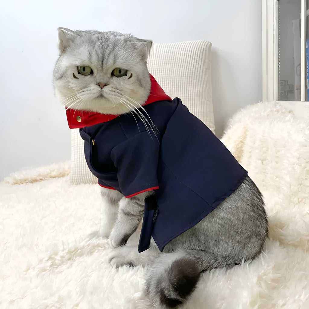 Tiger stripe plum blossom pattern pet hoodie for cats and dogs in small and medium sizes