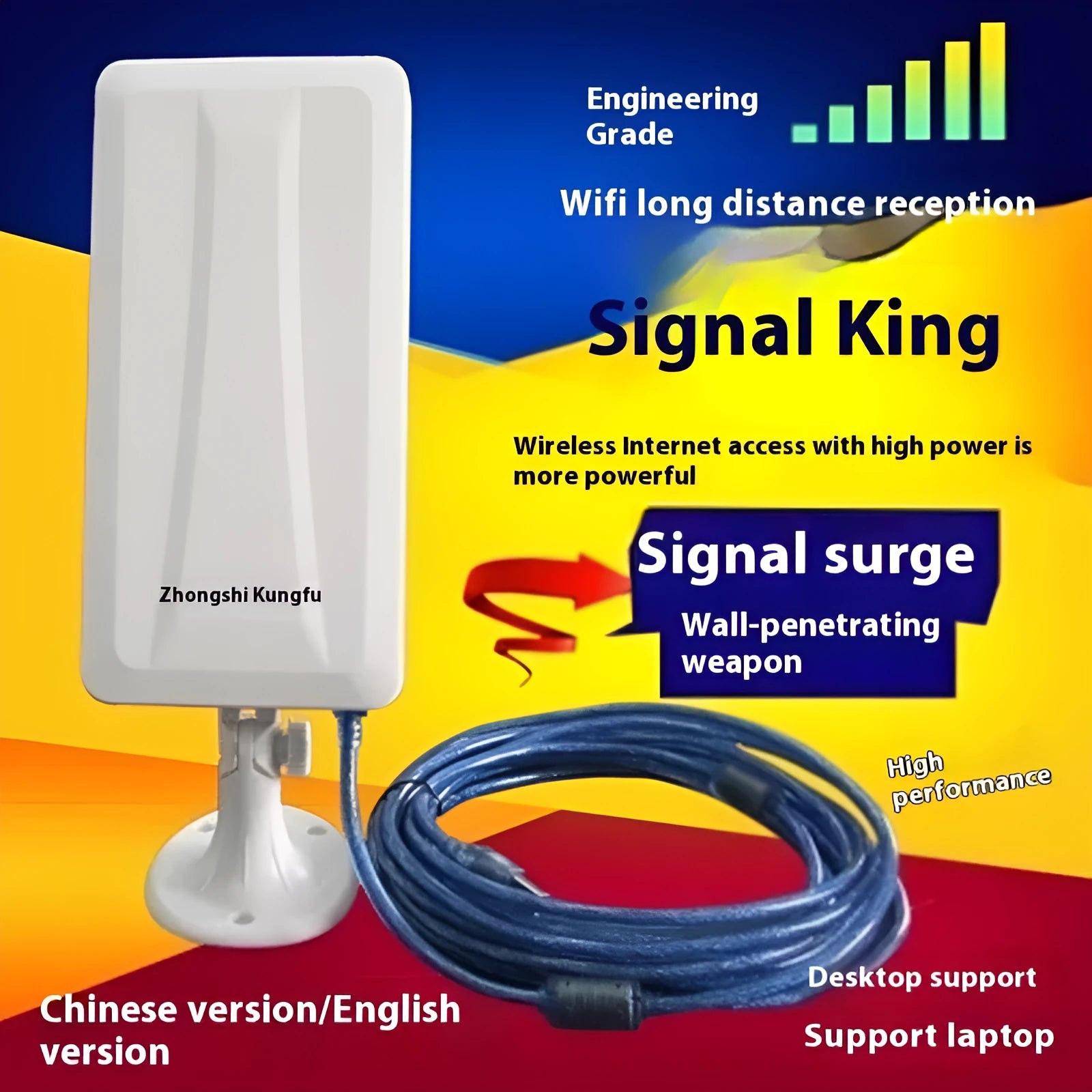 White high power USB wireless network card with USB Type connector