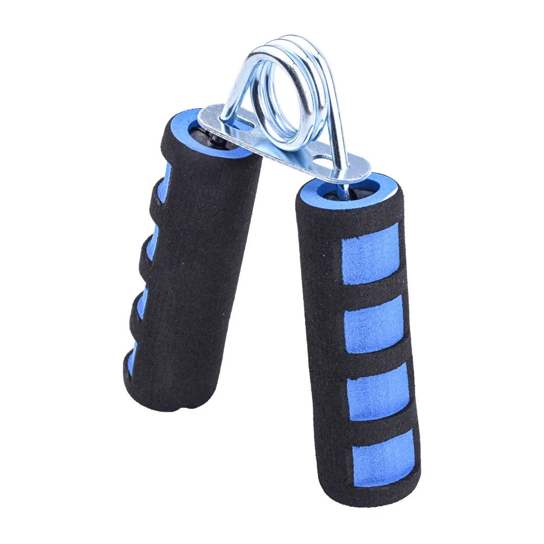 Hand training spring grip with foam handle in black grey for finger and forearm strength