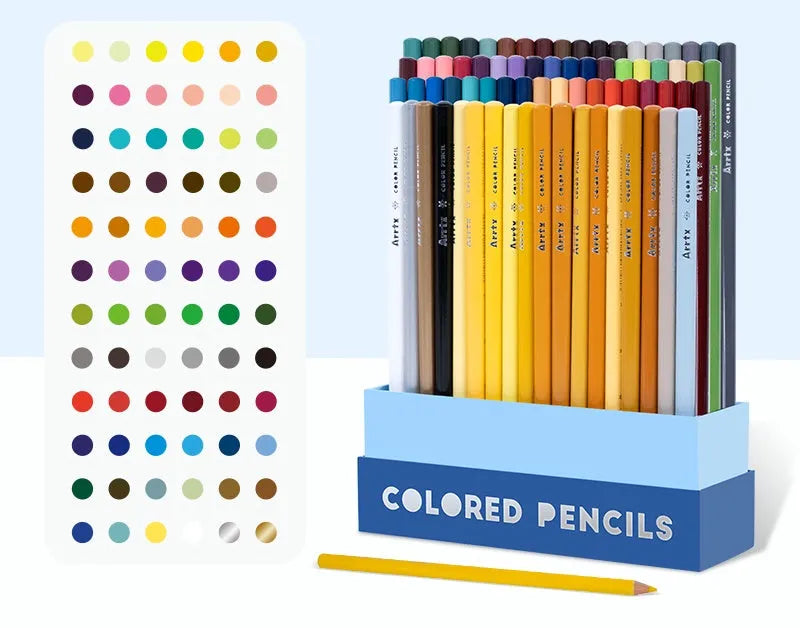 Boxed set of 72 coloured pencils for art students with basswood barrels and soft cores
