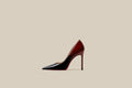 Patent leather black red gradient stiletto high heels pointed toe women's shoes