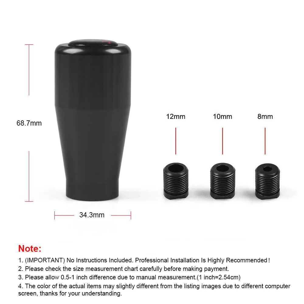 Aluminium alloy universal gear head shift knob in five colours with three adapters for manual cars