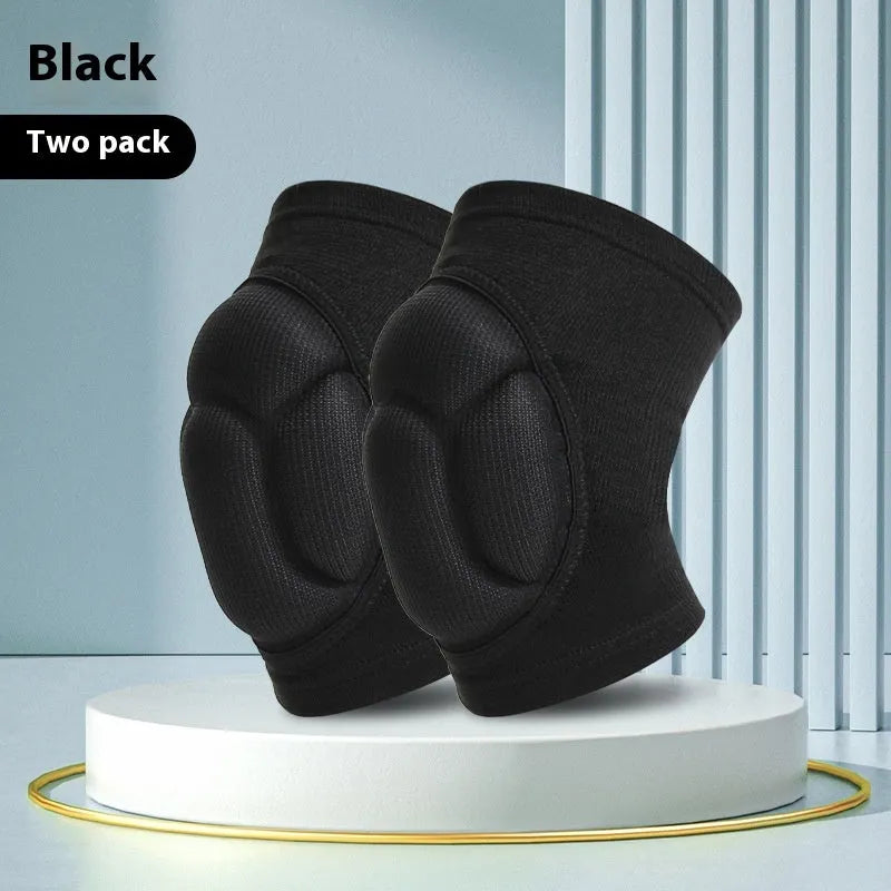 Black and blue thick sponge knee pads for dance, volleyball, hiking and winter sports protection