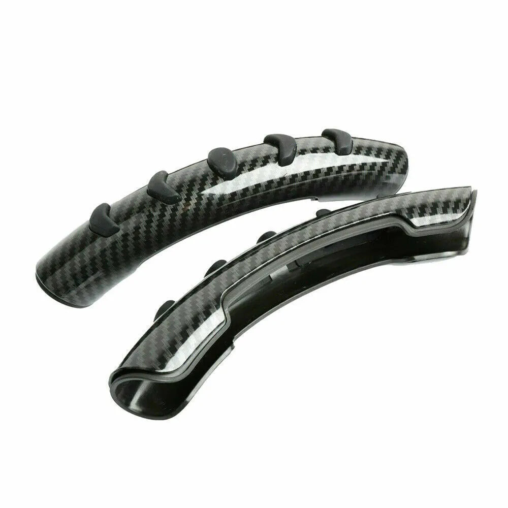 Carbon fibre black steering wheel anti-slip sleeve showing 38cm diameter universal fit