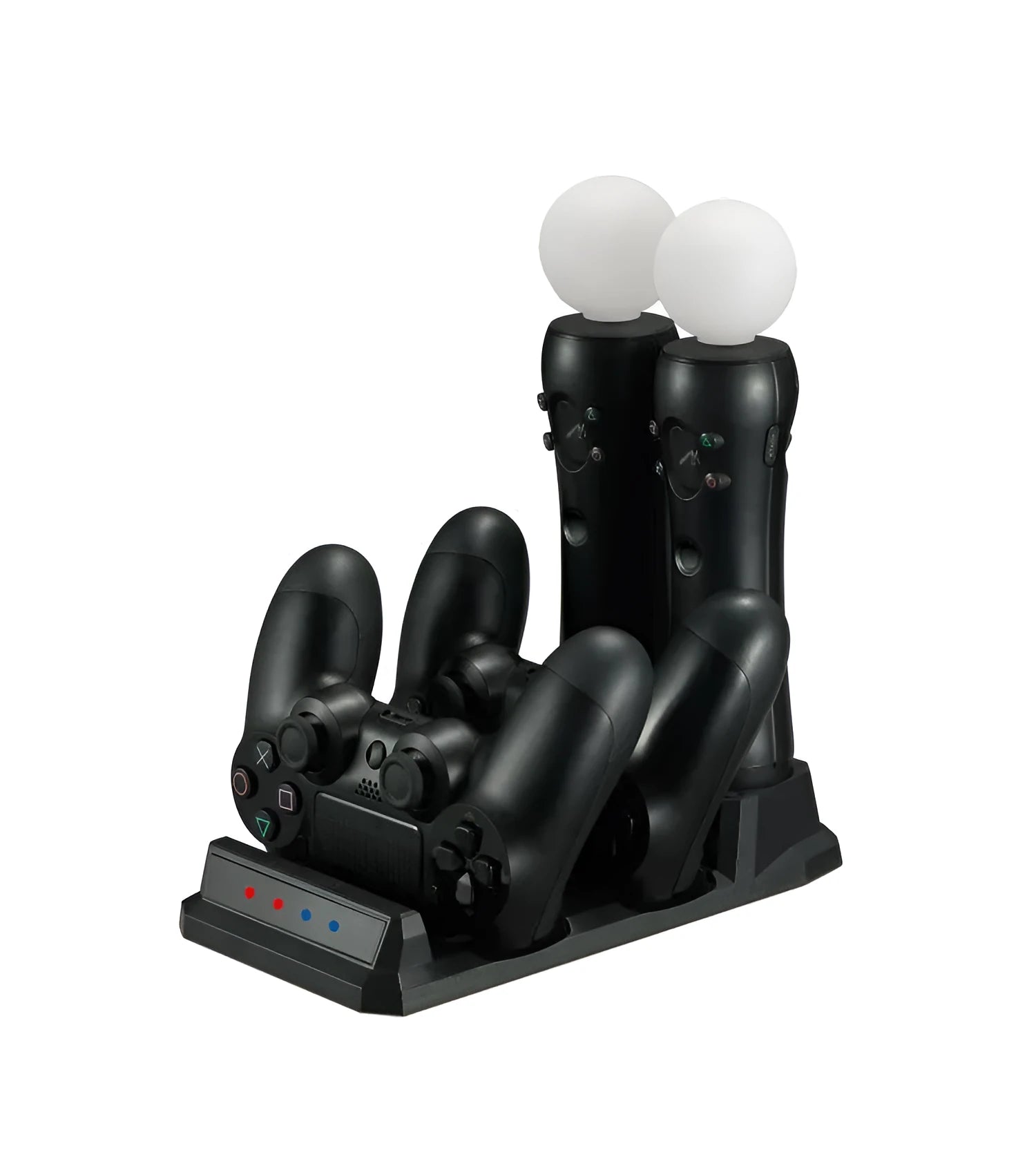 PS4 multifunctional handle charger in black with four slots for PS4 and PSmove controllers and Micro USB cable